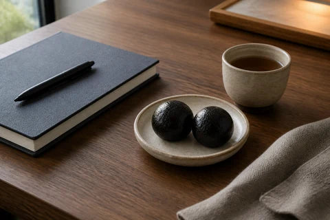 Black Sesame Balls ready to enjoy with tea