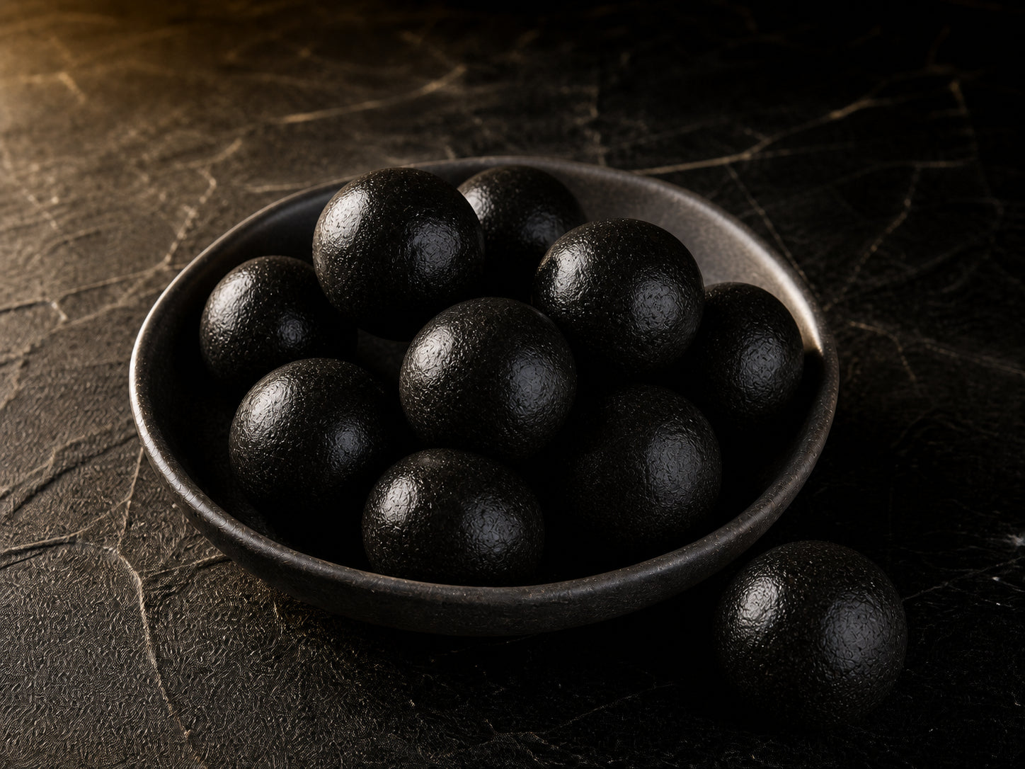 Black Sesame Balls in a complete product scene