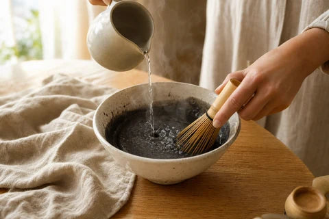 Black Sesame Porridge in a bright morning setting